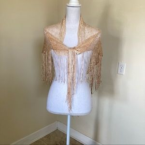 VTG 70s Ombre/Tonal Tatting/Lace Shawl/Mantilla
